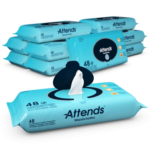 MON541996CS - Attends - Attends Attends&reg; Personal Wipes, 9" x 13", Soft Pack, Aloe/Vitamin-E Scented, 48 EA/PK, 12 PK/CS