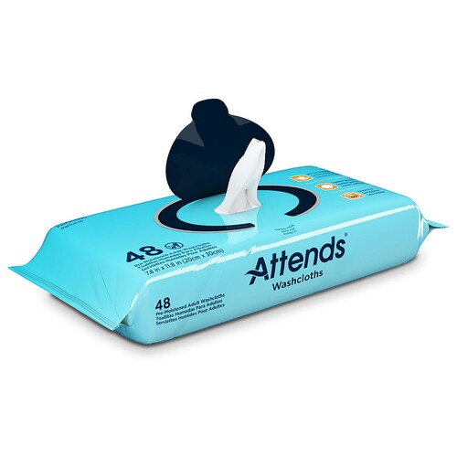 MON541996CS - Attends - Attends Attends&reg; Personal Wipes, 9" x 13", Soft Pack, Aloe/Vitamin-E Scented, 48 EA/PK, 12 PK/CS