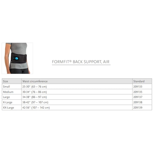 MON546424EA - Ossur - Back Support, Air Ossur&reg; FormFit&reg; 2X-Large Hook and Loop Closure 42 to 56 Inch Waist Circumference 10 Inch Adult, 1/EA