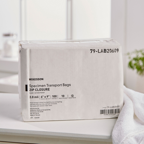 MON547075PK - McKesson - McKesson Specimen Transport Bag with Document Pouch 6 x 9" LDPE Zip Closure Biohazard Symbol / Storage Instructions NonSterile, 100 EA/PK
