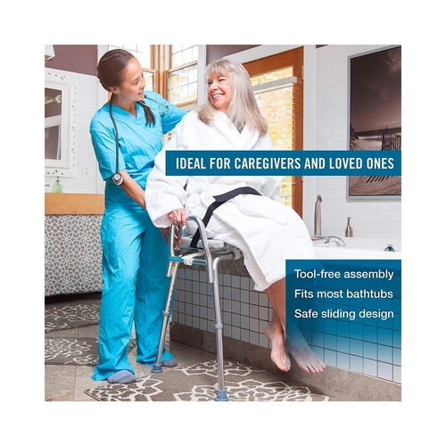 MON559552EA - Mabis Healthcare - Bath / Commode Transfer Bench DMI&reg; 19 to 23" 400 lbs. Removable Arm Rail