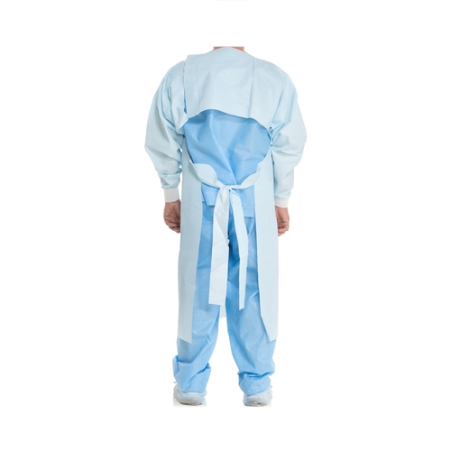 MON566770CS - Halyard - Over-the-Head Chemotherapy Procedure Gown One Size Fits Most Blue NonSterile ASTM F1670 / ASTM F1671 / ASTM F739 Disposable, 100 EA/CS