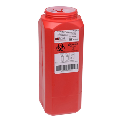 MON571489CS - Post Medical - Sharps Container Post Medical A.N.D. Red Base 10 H X 3 W X 3 D Inch Vertical Entry 0.5 Gallon, 12 per Case