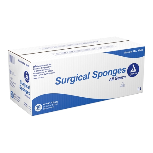 MON575162CS - Dynarex - Gauze Sponge 12-Ply 4" x 4", 2000 EA/CS