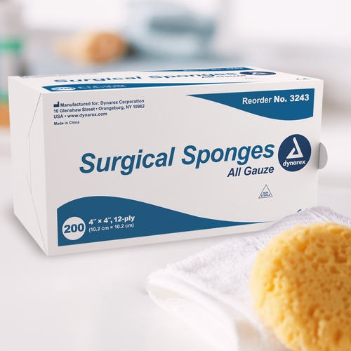 MON575162CS - Dynarex - Gauze Sponge 12-Ply 4" x 4", 2000 EA/CS