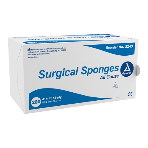 MON575162CS - Dynarex - Gauze Sponge 12-Ply 4" x 4", 2000 EA/CS