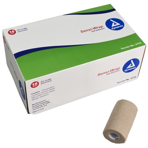 MON575252EA - Dynarex - Dynarex Adhesive Bandage Sensi-Wrap 4" X 5 Yards Tan