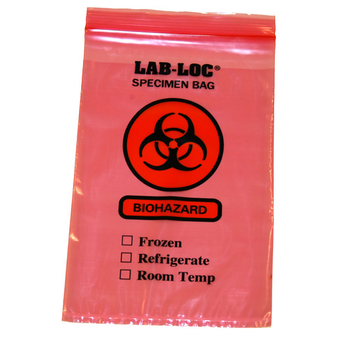 MON584264CS - Elkay Plastics - Specimen Transport Bag with Document Pouch Lab-Loc&reg; 6 X 9 Inch Zip Closure Biohazard Symbol / Storage Instructions NonSterile, 1000/CS