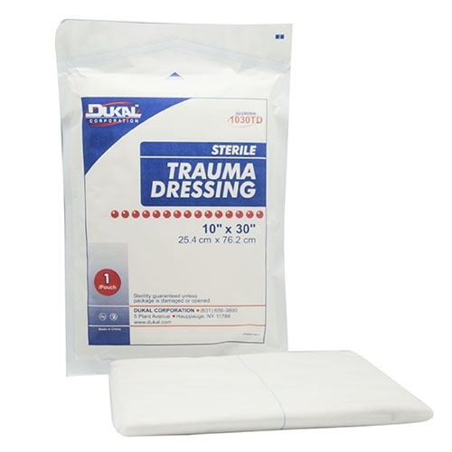 MON587551CS - Dukal - Trauma Dressing NonWoven 10 x 30" Rectangle Sterile, 1/PK, 25PK/CS