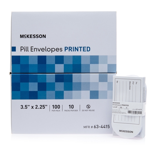 MON624665PK - McKesson - McKesson Pill Envelope White 2-1/4 x 3-1/2&quot;, 1/PK