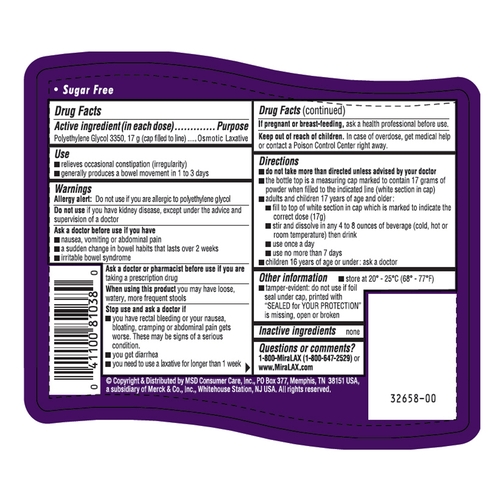 MON631708EA - Schering Plough - Laxative MiraLAX&reg; Powder 17.9 oz.