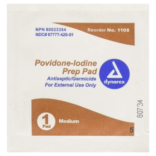 MON632679CS - Dynarex - Dynarex Prep Pad Povidone Iodine, 10% Medium, 1000 EA/CS