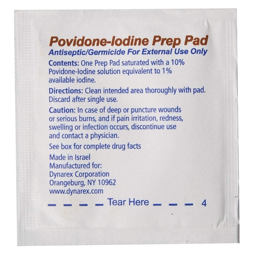 MON632679CS - Dynarex - Dynarex Prep Pad Povidone Iodine, 10% Medium, 1000 EA/CS