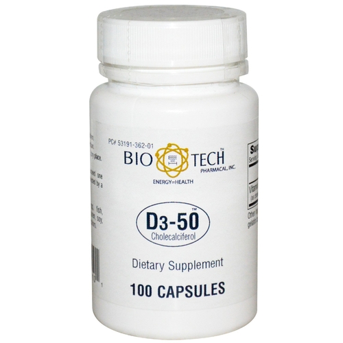 MON635581BT - Bio Tech - Vitamin D Supplement Bio Tech&trade; 50000 Unit Capsules, 100 per Bottle