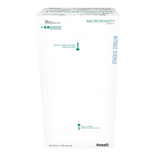 MON640515CS - Ansell - Ansell Exam Glove Micro-Touch Small Sterile Pair Nitrile Extended Cuff Length Textured Fingertips Blue Chemo Tested, 4 per Case