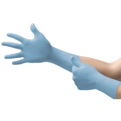 MON640515CS - Ansell - Ansell Exam Glove Micro-Touch Small Sterile Pair Nitrile Extended Cuff Length Textured Fingertips Blue Chemo Tested, 4 per Case