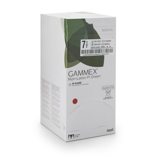MON648144CS - Ansell - Ansell Surgical Glove GAMMEX Non-Latex PI Green Size 7.5 Sterile Polyisoprene Standard Cuff Length Micro-Textured Light Green Chemo Tested, 200 EA/CS