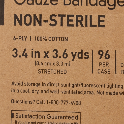 MON649420CS - McKesson - Performance Gauze Bandage Roll Non-Sterile 3.4in x 3.6Yd