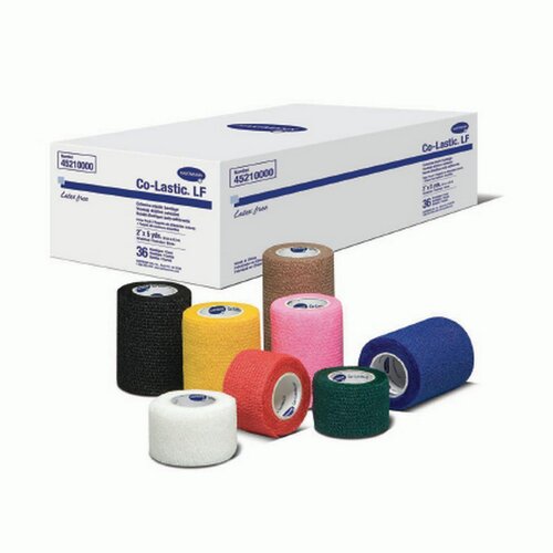 MON680092CS - Hartmann - Cohesive Bandage Co-Lastic 2 Inch X 5 Yard Standard Compression Self-adherent Closure Assorted Colors NonSterile, 36/CS