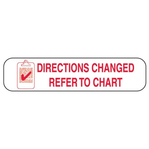 MON680697PK - Health Care Logistics - Pre-Printed Label / Tape Barkley&reg; Auxiliary Label Directions Changed Refer To Chart White 3/8 x 1-5/8", 1000 EA/PK