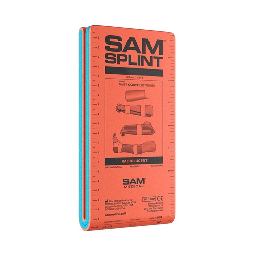 MON680934EA - Patterson Medical - Sam&reg; Splint General Purpose Splint Moldable Splint Foam / Aluminum Orange / Blue 4 X 18 Inch, 1/EA