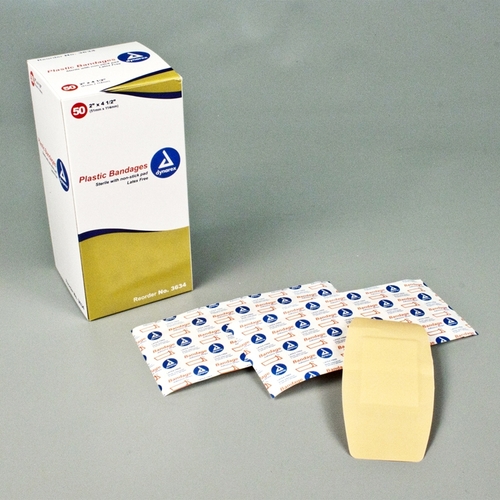 MON681888CS - Dynarex - Adhesive Strip 2" x 4.5" Plastic Rectangle Tan Sterile, 1200 EA/CS