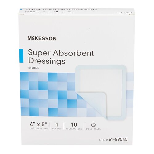 MON682970EA - McKesson - McKesson Absorbent Dressing Polyethylene, NonWoven Polypropylene, Cellulose and Superabsorber 4" X 5"