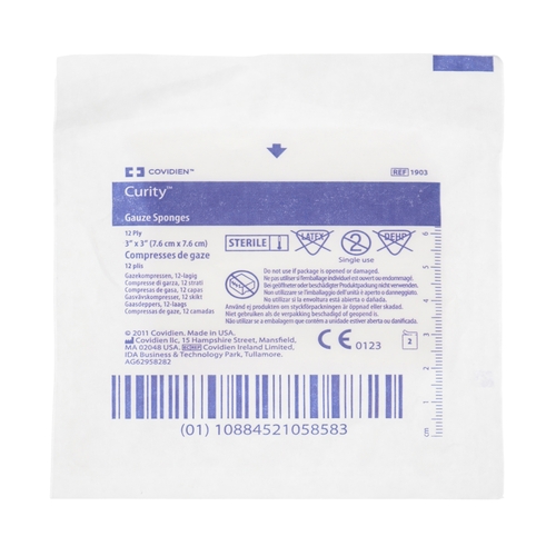 MON684059CS - Cardinal Health - Cardinal Health Gauze Sponge Curity Cotton 12-Ply 3" x 3", 2400 EA/CS