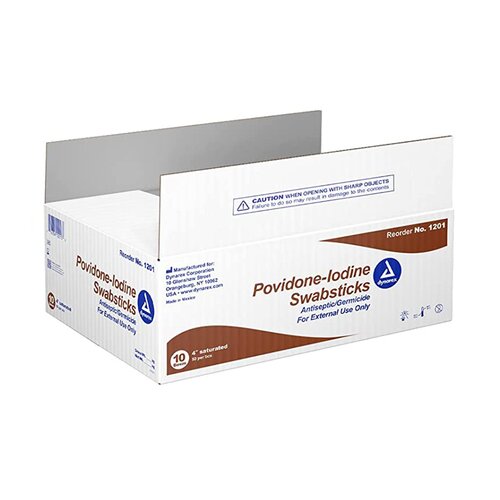 MON688575CS - Dynarex - Dynarex Impregnated Swabstick 10% Strength Povidone Iodine Individual Packet NonSterile, 500 EA/CS