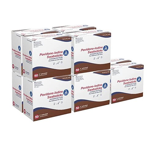 MON688575CS - Dynarex - Dynarex Impregnated Swabstick 10% Strength Povidone Iodine Individual Packet NonSterile, 500 EA/CS