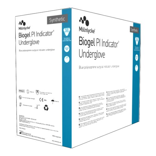 MON689036BX - Molnlycke Healthcare - Molnlycke Healthcare Surgical Underglove Biogel&reg; PI Indicator Underglove&trade; Size 8.5 Sterile Polyisoprene Standard Cuff Length Smooth Blue Chemo Tested