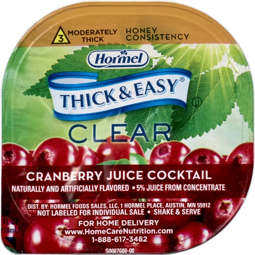 MON690738CS - Hormel Health Labs - Thick & Easy&reg; Clear Thickened Beverage, Cranberry Juice, Honey Consistency, 24EA/CS