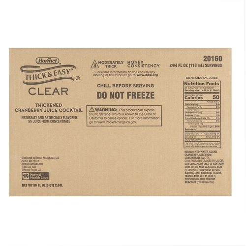 MON690738CS - Hormel Health Labs - Thick & Easy&reg; Clear Thickened Beverage, Cranberry Juice, Honey Consistency, 24EA/CS