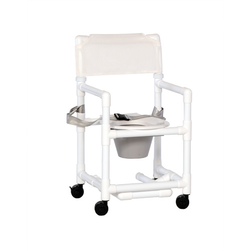 MON691297EA - Innovative Products - Shower Chair / Commode With Footrest, Seatbelt and Pail Standard Line Fixed Arm PVC Mesh 17 Inch