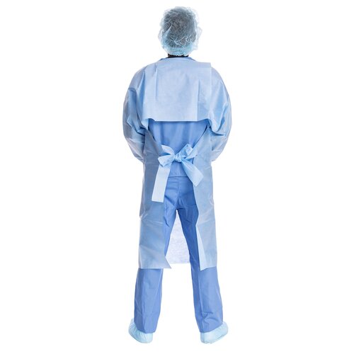 MON691480CS - Halyard - Halyard Protective Procedure Gown One Size Fits Most Blue NonSterile Not Rated Disposable, 100/CS