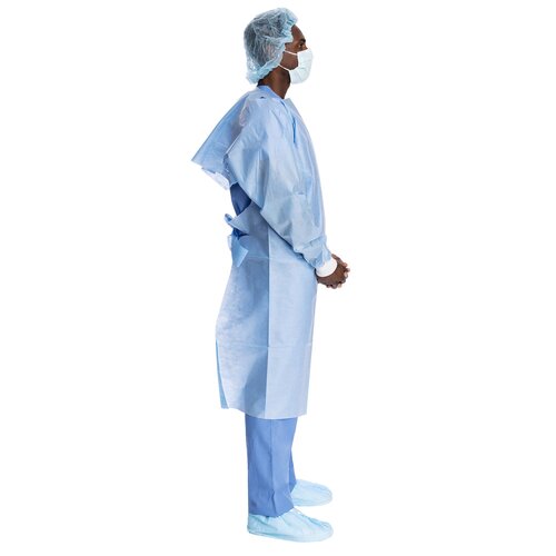 MON691480CS - Halyard - Halyard Protective Procedure Gown One Size Fits Most Blue NonSterile Not Rated Disposable, 100/CS