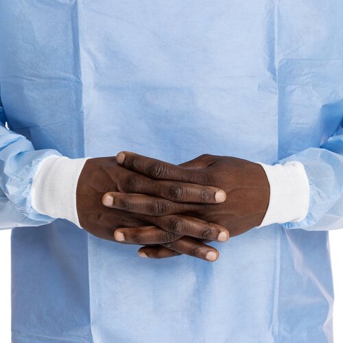 MON691480CS - Halyard - Halyard Protective Procedure Gown One Size Fits Most Blue NonSterile Not Rated Disposable, 100/CS