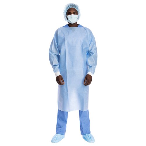 MON691480CS - Halyard - Halyard Protective Procedure Gown One Size Fits Most Blue NonSterile Not Rated Disposable, 100/CS