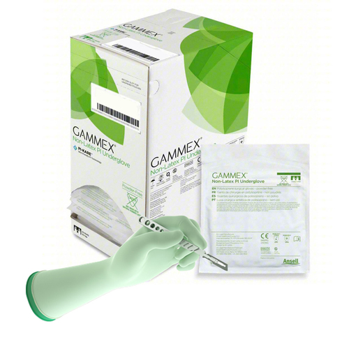 MON693861BX - Ansell - Ansell Surgical Underglove GAMMEX&reg; Non-Latex PI Underglove Size 6 Sterile Polyisoprene Standard Cuff Length Micro-Textured Green Chemo Tested