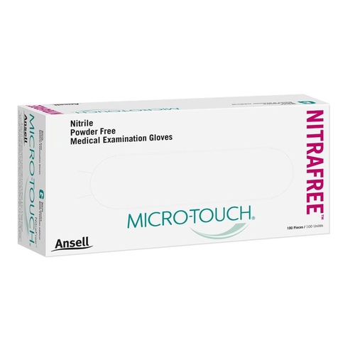 MON693950BX - Ansell - Ansell Exam Glove Micro-Touch NitraFree Small NonSterile Nitrile Standard Cuff Length Textured Fingertips Pink Chemo Tested, 1/BX
