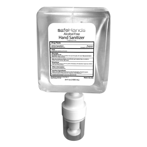 MON694008CS - Safehands - Safehands Alcohol-Free Hand Sanitizer safeHands 1,000 mL BZK (Benzalkonium Chloride) Foaming Dispenser Refill Bottle