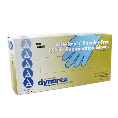 MON694934CS - Dynarex - Exam Glove Safe-Touch Large NonSterile Nitrile Standard Cuff Length Textured Fingertips Blue Not Chemo Approved, 1000 EA/CS