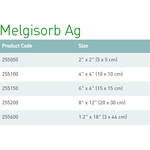 MON697087EA - Molnlycke Healthcare - Molnlycke Healthcare Calcium Alginate Dressing with Silver Melgisorb Ag 6" x 6" Square