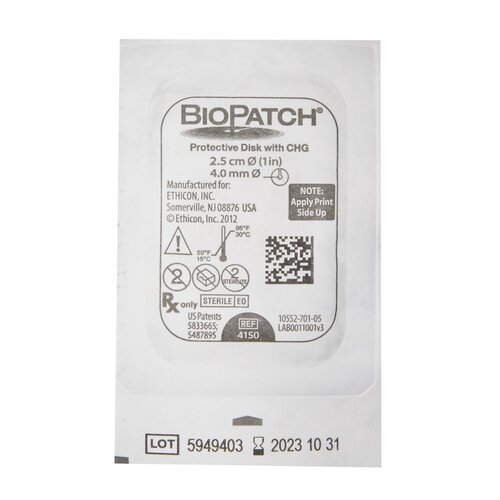 MON702658EA - J & J Healthcare Systems - J & J Healthcare Systems Hemostatic IV Dressing Biopatch 1" Disk With 4.0mm Center Hole Round