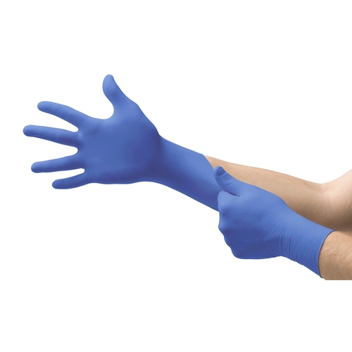 MON703151CS - Ansell - Ansell Micro-Touch&reg; Nitrile NonSterile Blue Powder Free Nitrile Ambidextrous Textured Fingertips Chemo Tested Medium