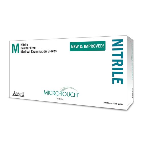 MON703151CS - Ansell - Ansell Micro-Touch&reg; Nitrile NonSterile Blue Powder Free Nitrile Ambidextrous Textured Fingertips Chemo Tested Medium