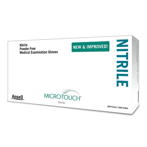 MON703152CS - Ansell - Ansell Micro-Touch&reg; Nitrile NonSterile Blue Powder Free Nitrile Ambidextrous Textured Fingertips Chemo Tested Large