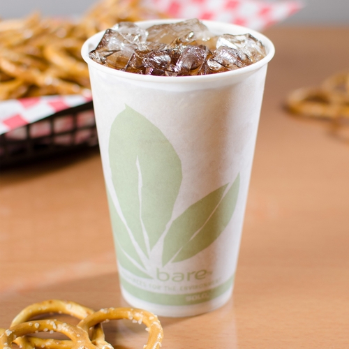 MON704879CS - Solo - Drinking Cup Bare Eco-Forward 12 oz. Leaf Print Wax Coated Paper Disposable, 20/CS