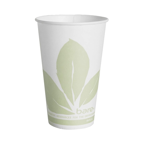 MON704879CS - Solo - Drinking Cup Bare Eco-Forward 12 oz. Leaf Print Wax Coated Paper Disposable, 20/CS