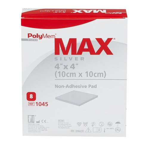 MON705712EA - Ferris Mfg - Ferris Mfg Silver Dressing PolyMem Max Silver 4" x 4" Square Sterile